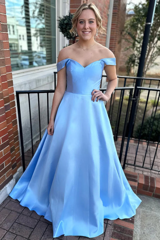 Off-the-Shoulder Lace-Up Ball Gown