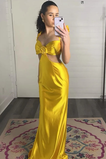 Flutter Sleeve Cutout Mermaid Fitted Gown