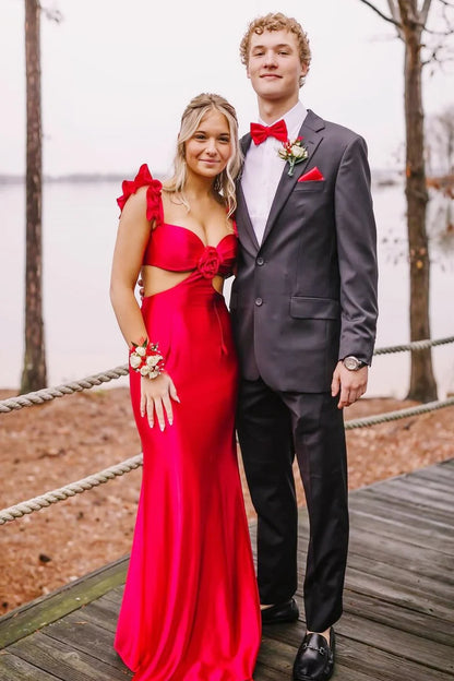 Flutter Sleeve Cutout Mermaid Fitted Gown