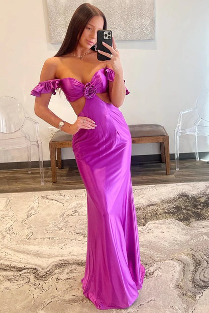 Flutter Sleeve Cutout Mermaid Fitted Gown