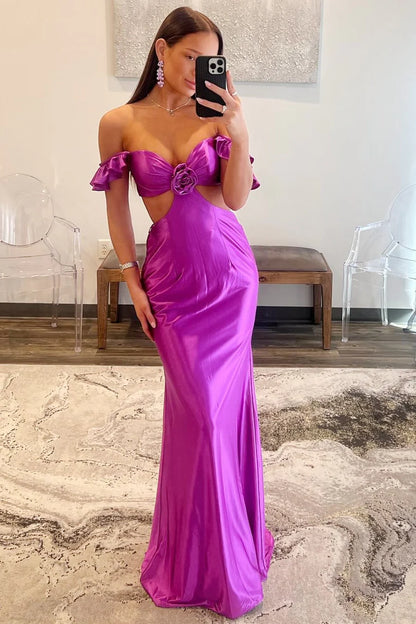 Flutter Sleeve Cutout Mermaid Fitted Gown