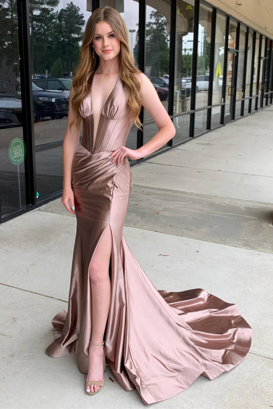 Halter Mermaid Long Formal Dress with Slit