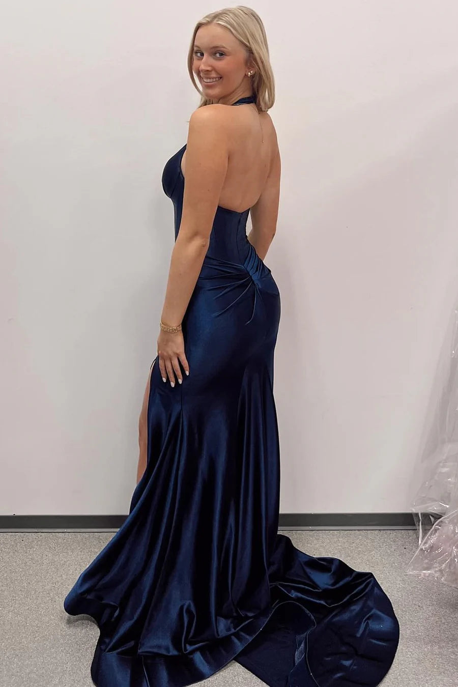 Halter Mermaid Long Formal Dress with Slit