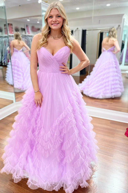 Strapless Ruffle Long Prom Dress