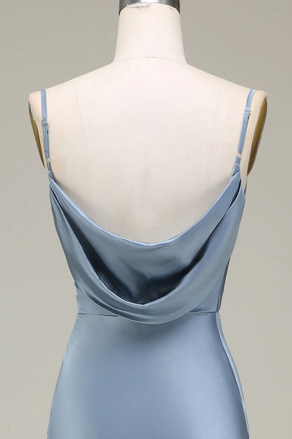 Neck and Back Maxi Dress in Dusty Blue
