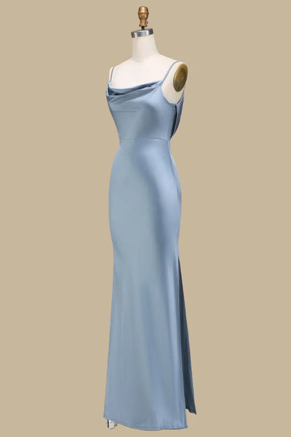 Neck and Back Maxi Dress in Dusty Blue
