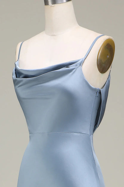 Neck and Back Maxi Dress in Dusty Blue