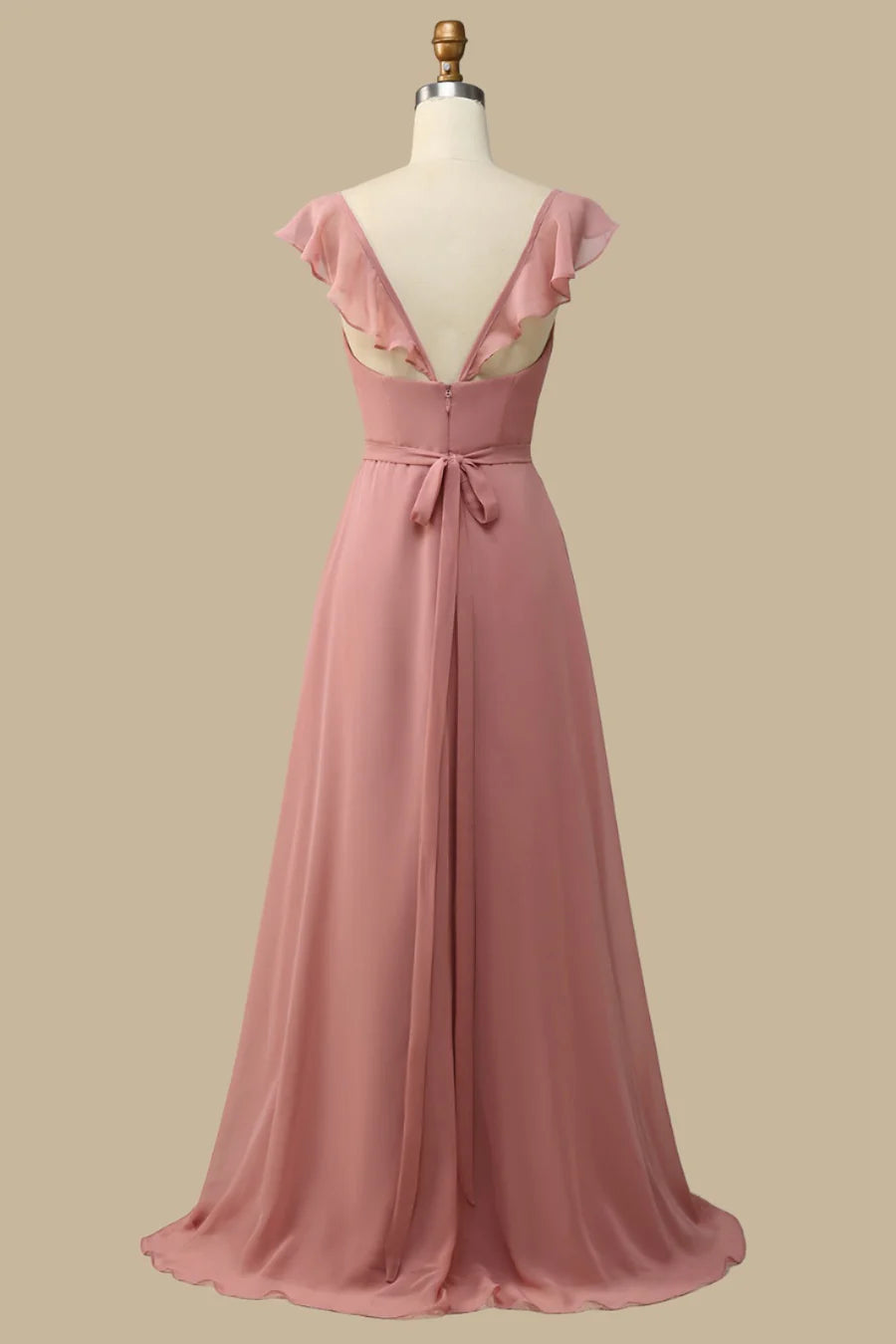 Surplice Neck A-Line Chiffon Maxi Dress