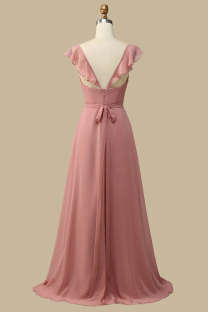 Surplice Neck A-Line Chiffon Maxi Dress