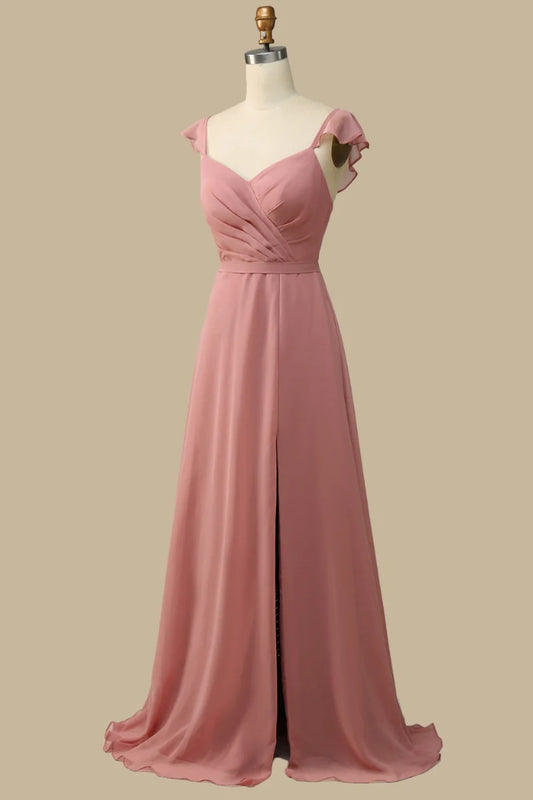 Surplice Neck A-Line Chiffon Maxi Dress