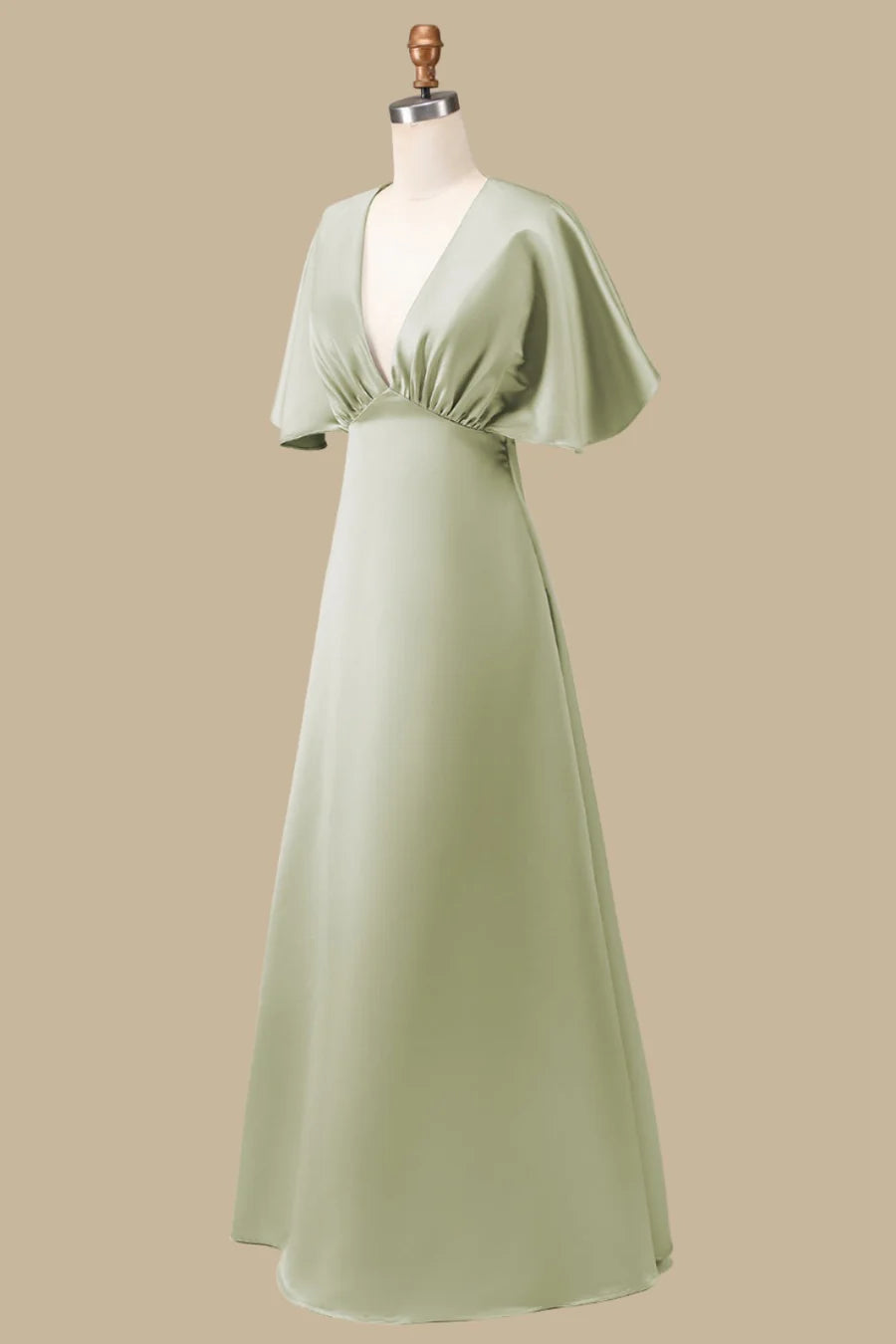 Plunge V Maxi Dress with Half Sleeves