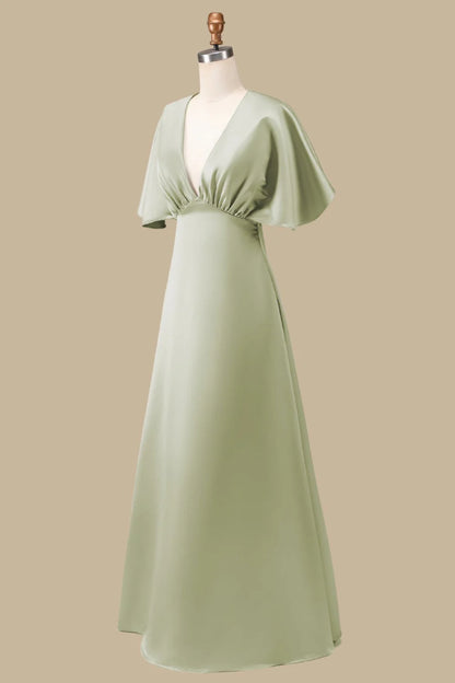 Plunge V Maxi Dress with Half Sleeves