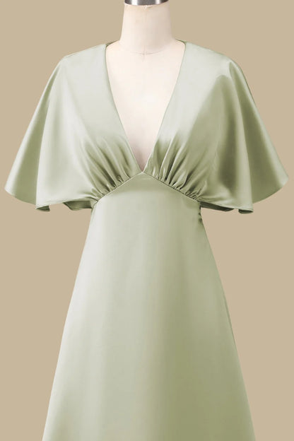 Plunge V Maxi Dress with Half Sleeves