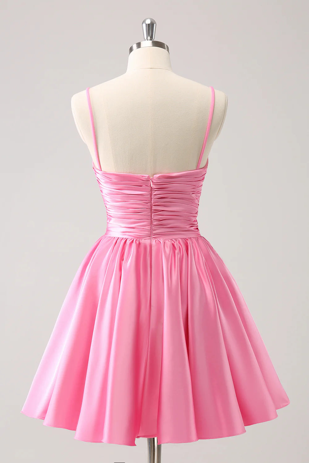 Pink A Line Spaghetti Straps Cut Out Homecoming Dress