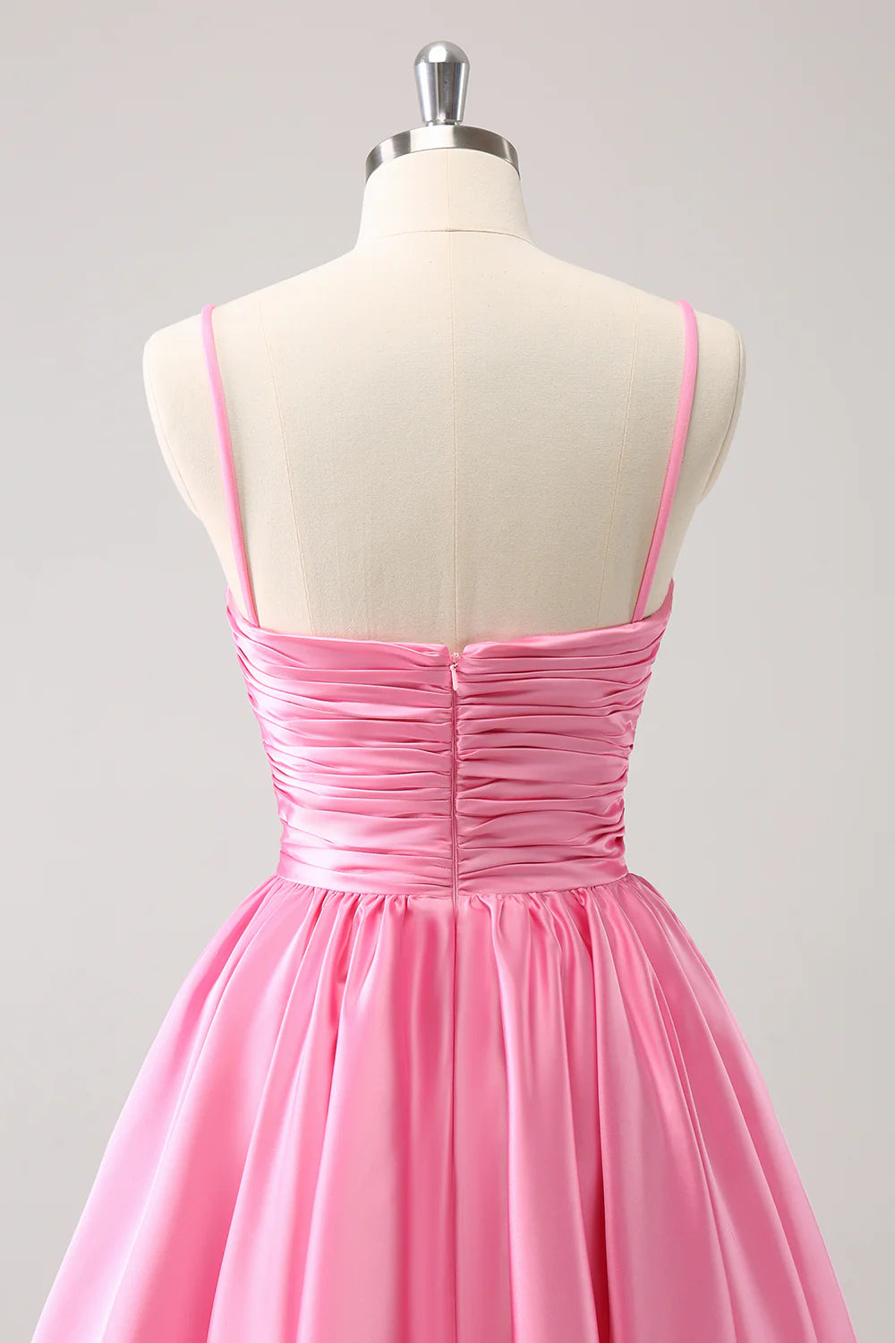 Pink A Line Spaghetti Straps Cut Out Homecoming Dress