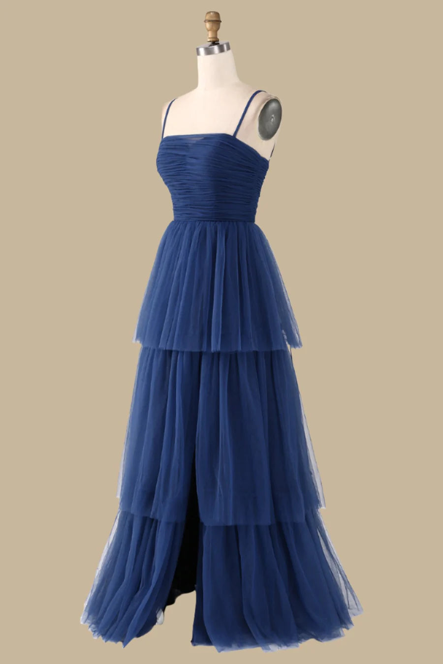 Spaghetti Strap Tiered Maxi Dress with Slit