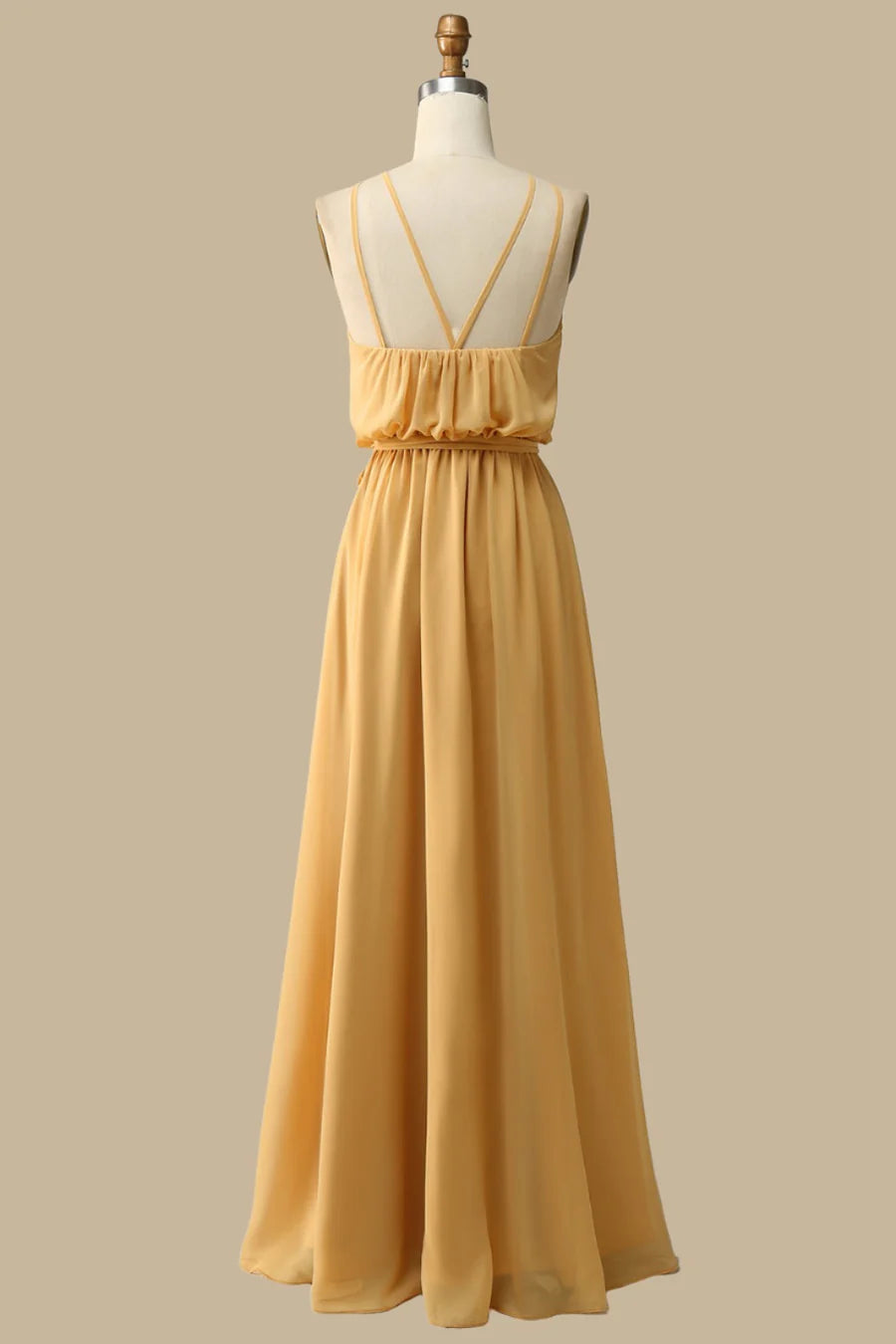 Halter Chiffon Maxi Dress in Mustard Yellow