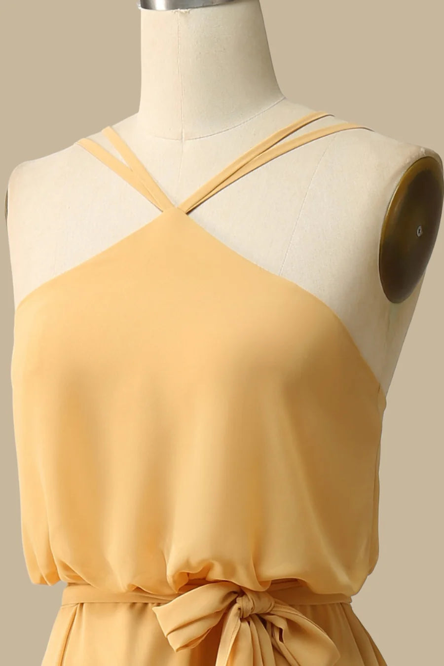Halter Chiffon Maxi Dress in Mustard Yellow