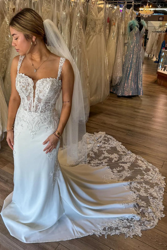 Corset Lace Mermaid Long Wedding Dress