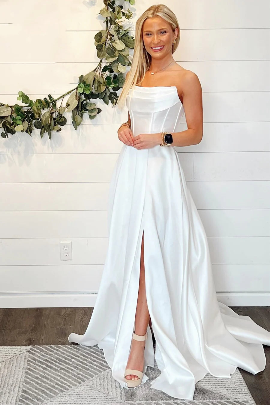 Strapless Sheer Back Long Wedding Dress