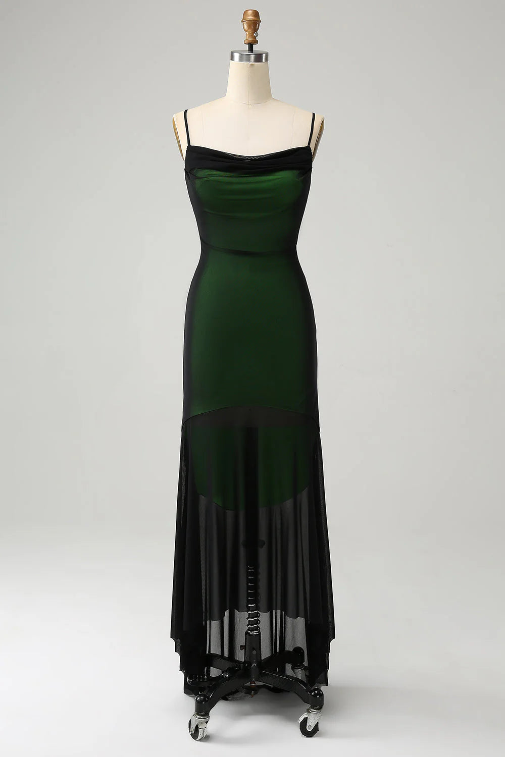 Mermaid Spaghetti Straps Chiffon Bridesmaid Dress with Lace Up Back