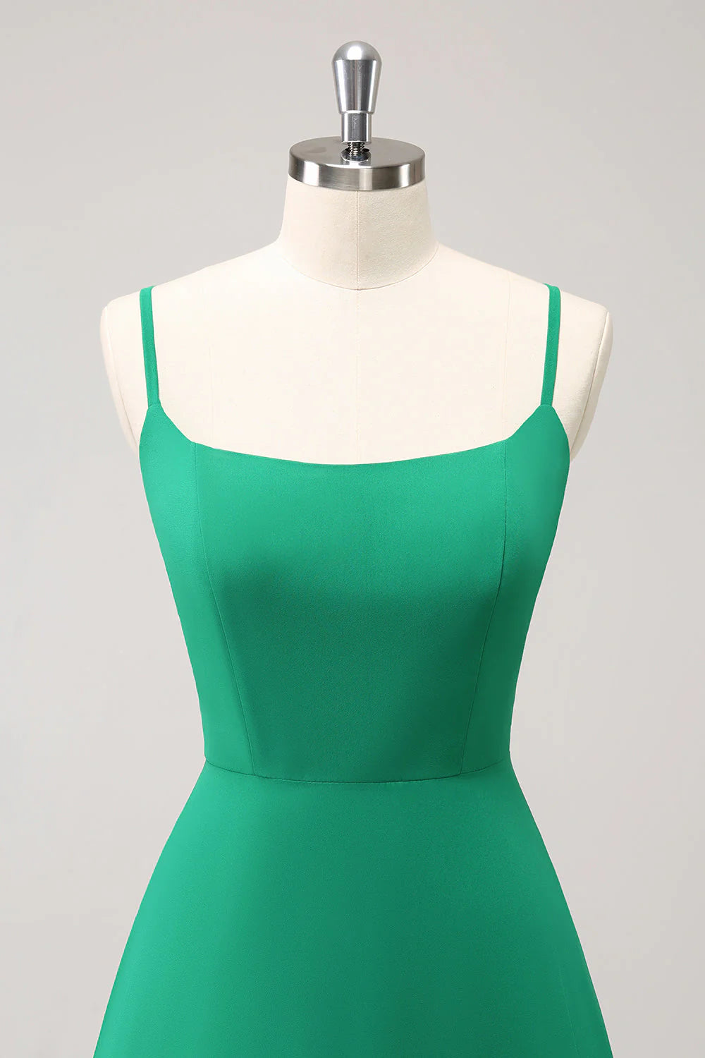 Green A Line Spaghetti Straps Bridesmaid Dress with Ruffle