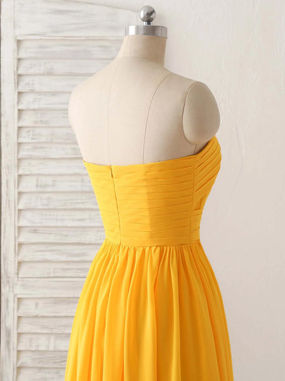 Chiffon Yellow Long Prom Dress Simple Bridesmaid Dress