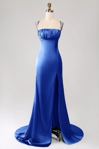 OKBBN Elegant Mermaid Strap Satin Ball Dress