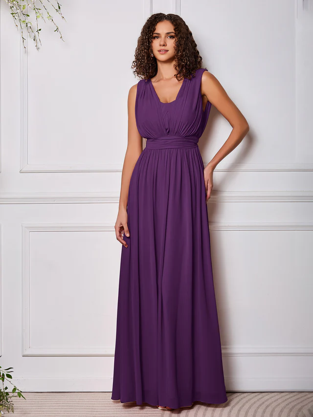 OKBBN elegant chiffon sleeveless backless bridesmaid dress
