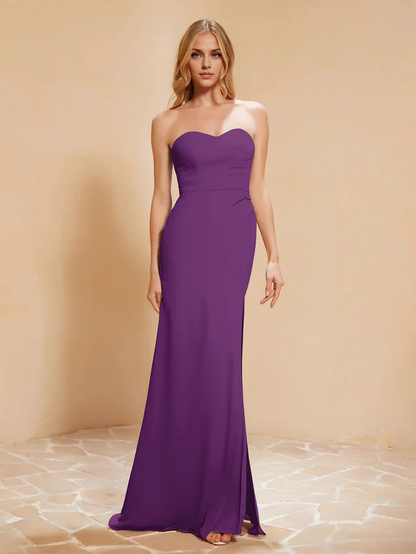OKBBN Sweetheart Slimming Chiffon Split Bridesmaid Dress