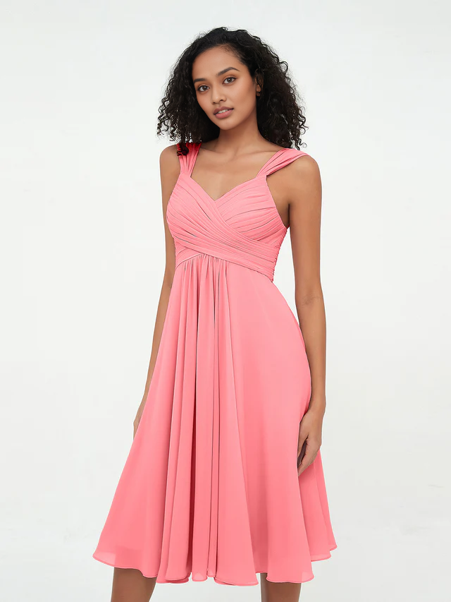 OKBBN Chiffon Sleeveless Skirt Bridesmaid Dress