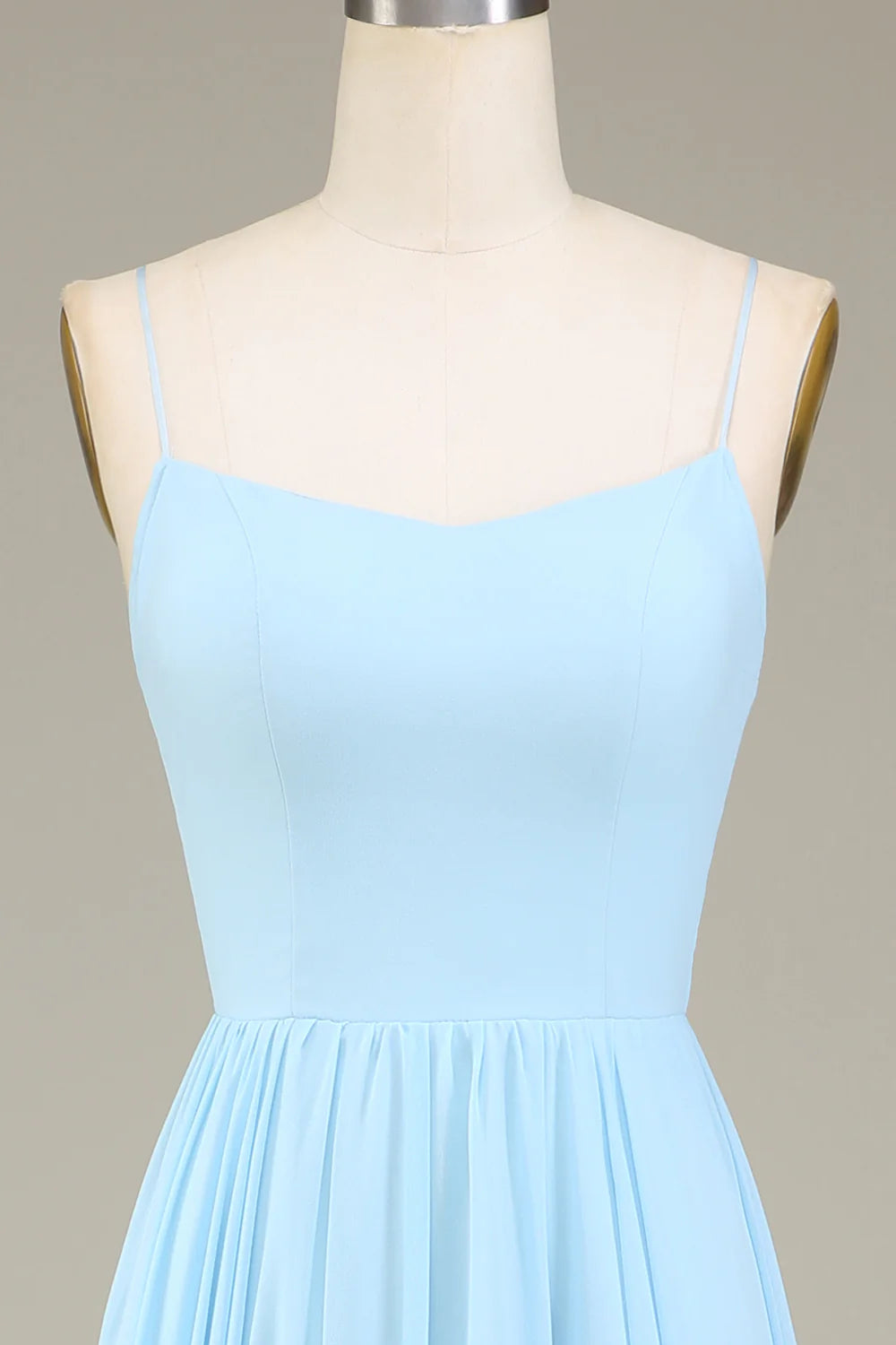 A-Line Spaghetti Straps Chiffon Long Bridesmaid Dress