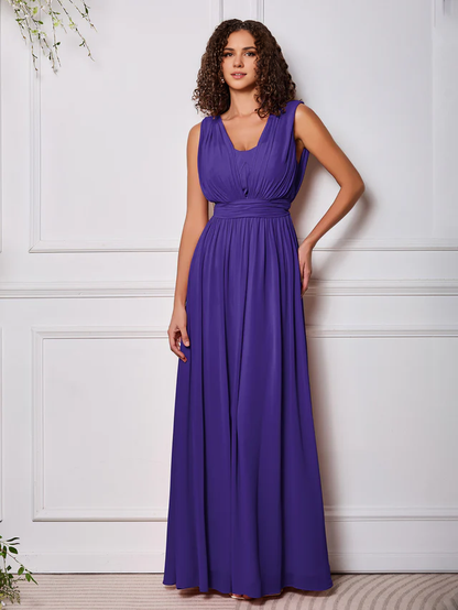 OKBBN elegant chiffon sleeveless backless bridesmaid dress