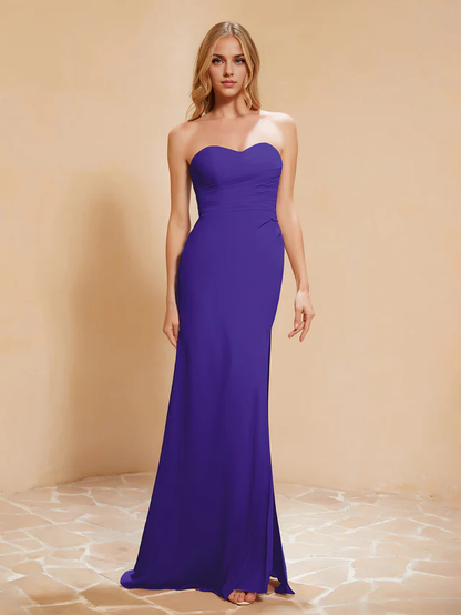 OKBBN Sweetheart Slimming Chiffon Split Bridesmaid Dress