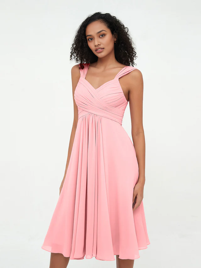 OKBBN Chiffon Sleeveless Skirt Bridesmaid Dress
