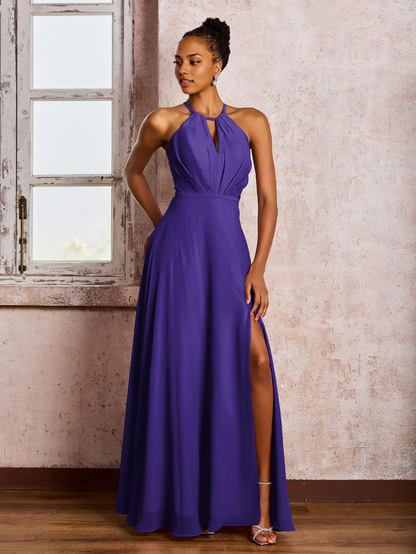 OKBBN backless camisole bow chiffon bridesmaid dress