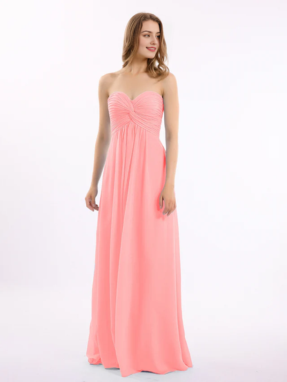 OKBBN off shoulder sleeveless chiffon bridesmaid dress