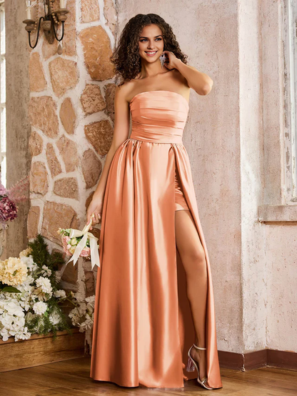 OKBBN sleeveless and floor height split bridesmaid dress