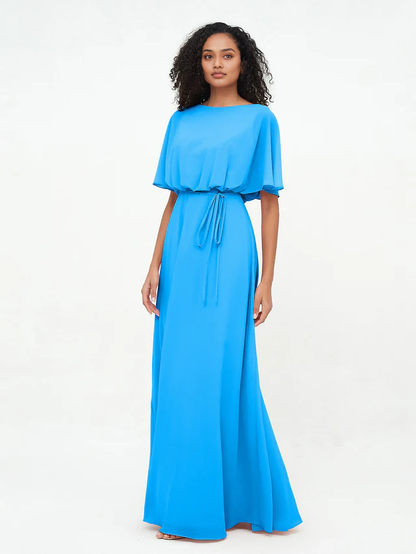 OKBBN Chiffon Long Sleeve Bridesmaid Dress