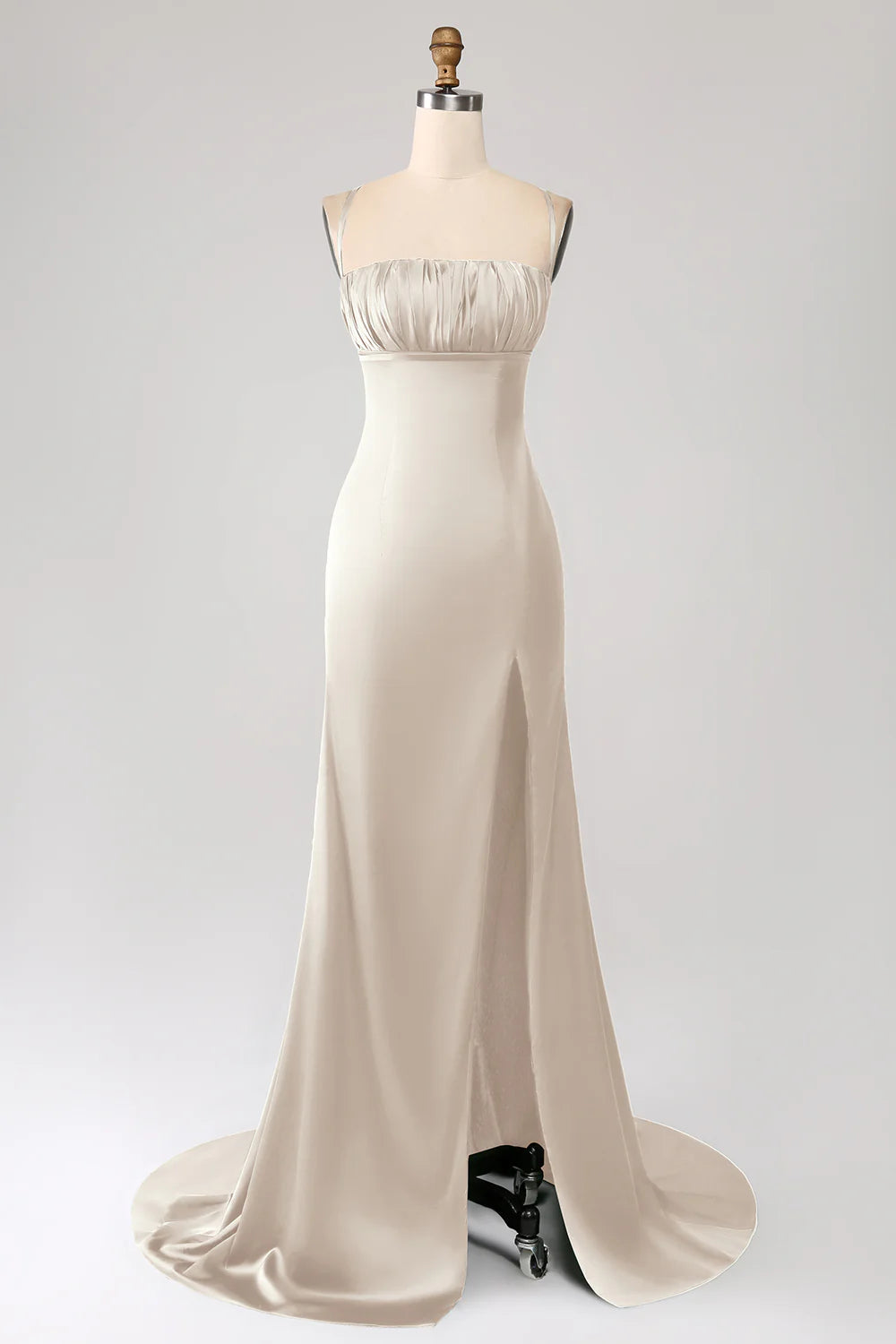 OKBBN Elegant Mermaid Strap Satin Ball Dress