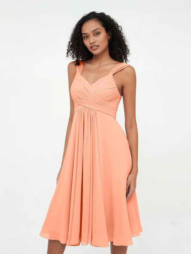 OKBBN Chiffon Sleeveless Skirt Bridesmaid Dress