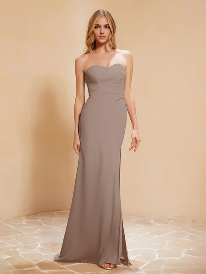 OKBBN Sweetheart Slimming Chiffon Split Bridesmaid Dress