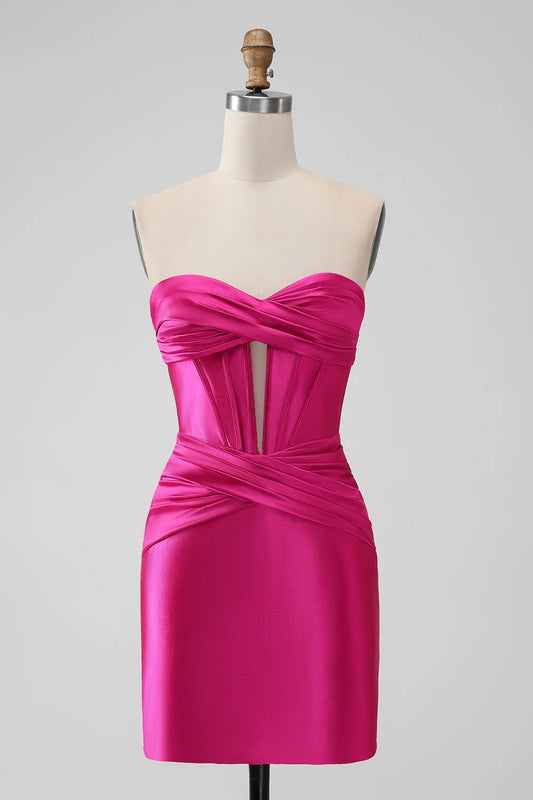 Bodycon Sweetheart Pleated Corset Short Homecoming Dress