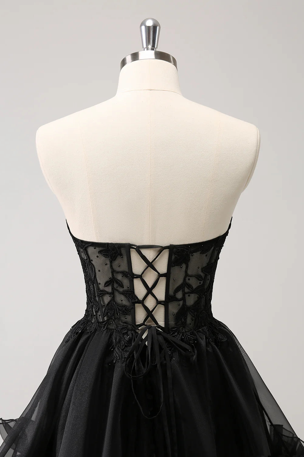 Black A Line Sweetheart Corset Beaded Homecoming Dress