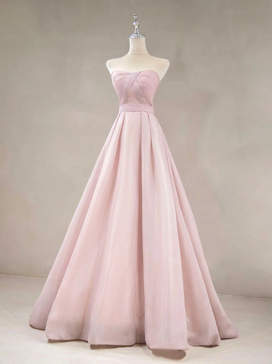 Simple Pink Long Prom Dress Pink Formal Wedding Evening Dress