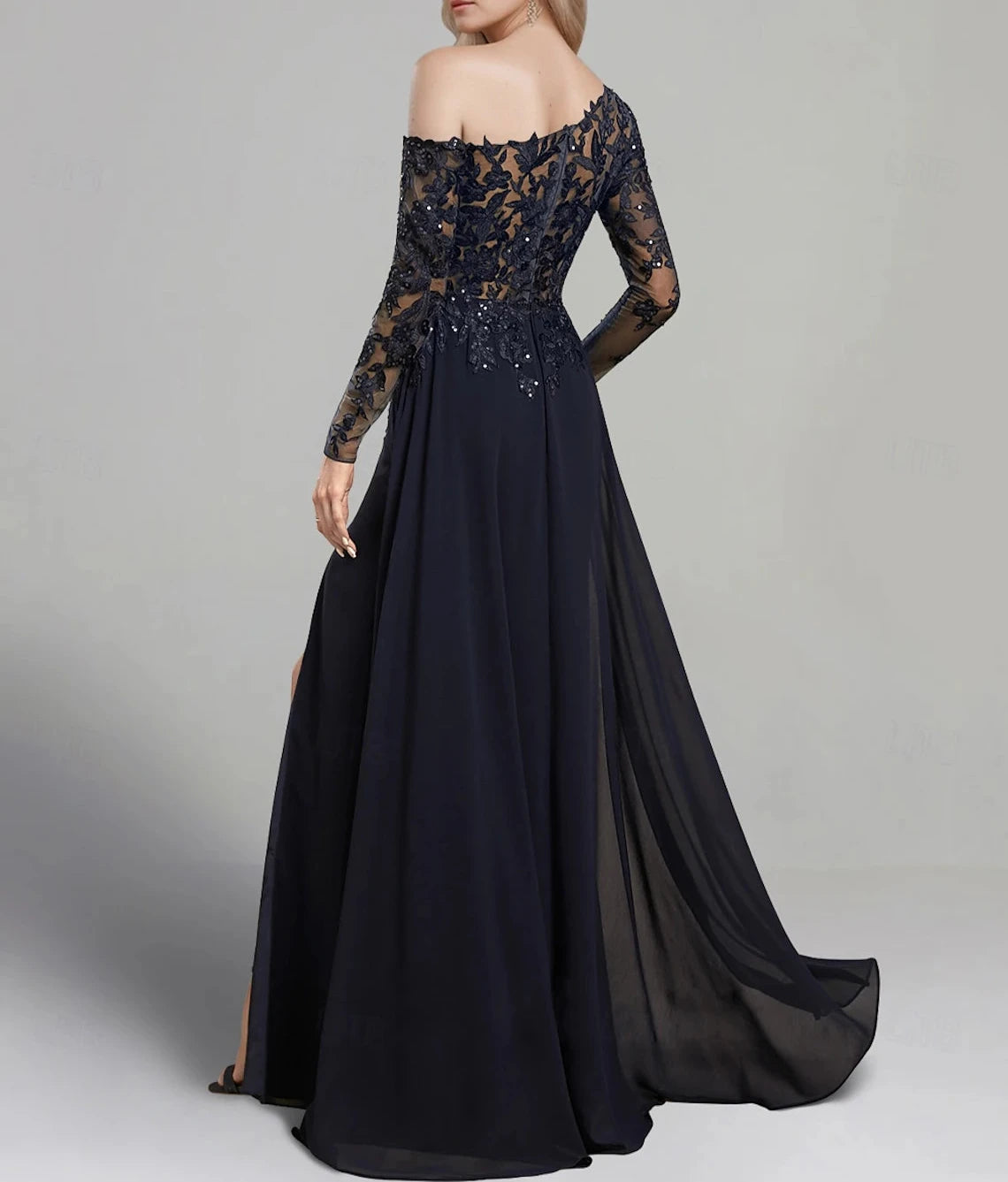 Sheath / Column Dress Mother of the Bride Dress Formal Elegant One Shoulder Floor Length Chiffon Long Sleeve with