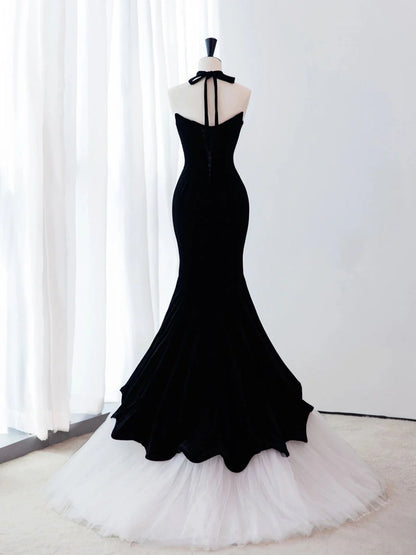 Mermaid Velvet Black Long Evening Dress Black Long Formal Dress