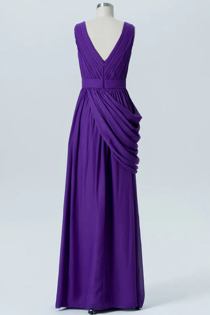 Chiffon V-Neck Sleeveless Bridesmaid Dress