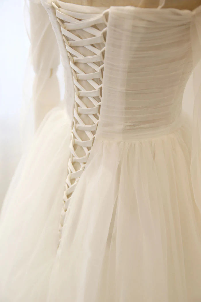 Elegant white tulle long prom dress white tulle prom dresses