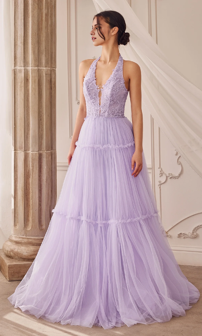 OKBBN Elegant Lace Strap Long A-line Ball Dress